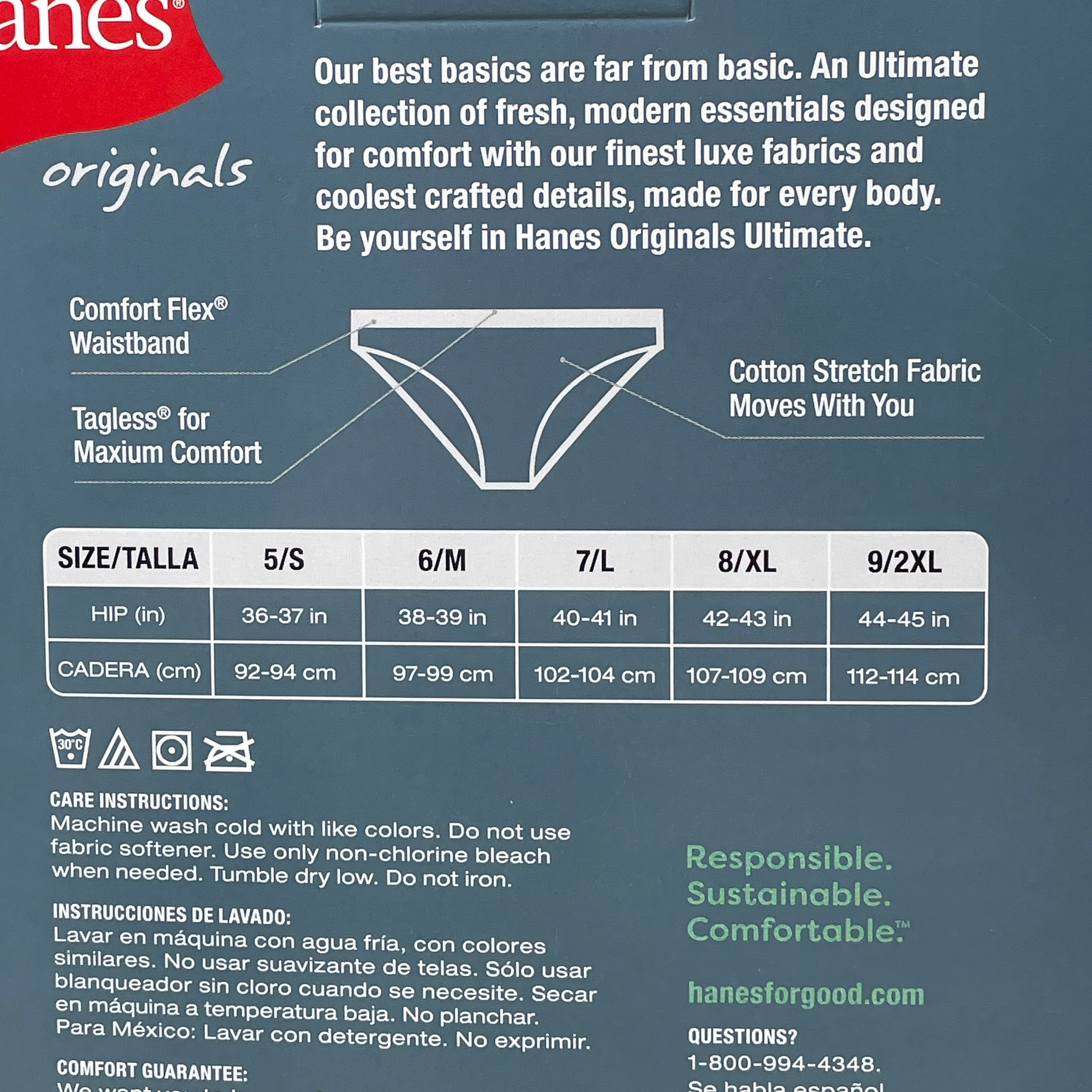HANES 3 PK Originals Women's Breathable Cotton Bikini Underwear Sz