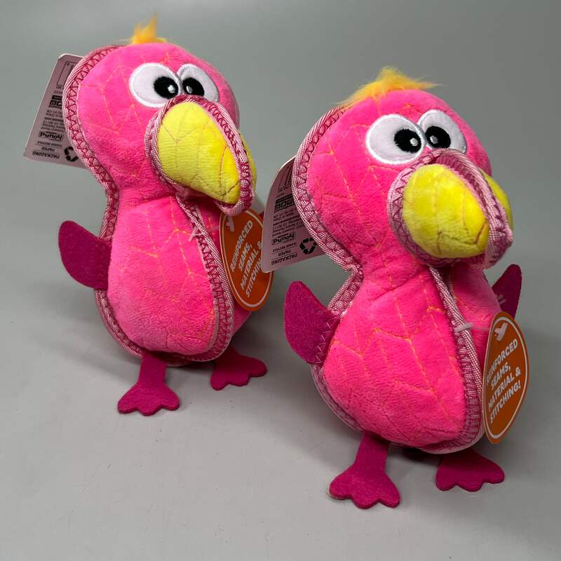 OUTWARD HOUND (2 PACK) Xtreme Seamz Flamingo Durable Dog Toy Pink