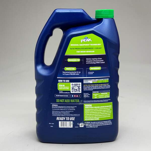 PEAK Asian Vehicles Antifreeze+Coolant 50/50 Green 1 Gallon PAGB53