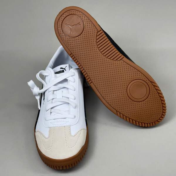 PUMA Club 5v5 Sneaker Suede Rubber Women's Sz 9 White/Black Vapor