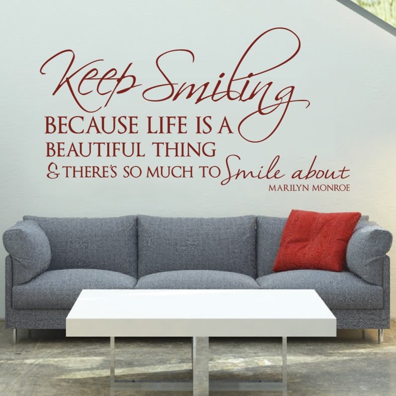 BEDROOM WALL ART DECAL X154 MARILYN MONROE KEEP SMILING WALL STICKER QUOTE