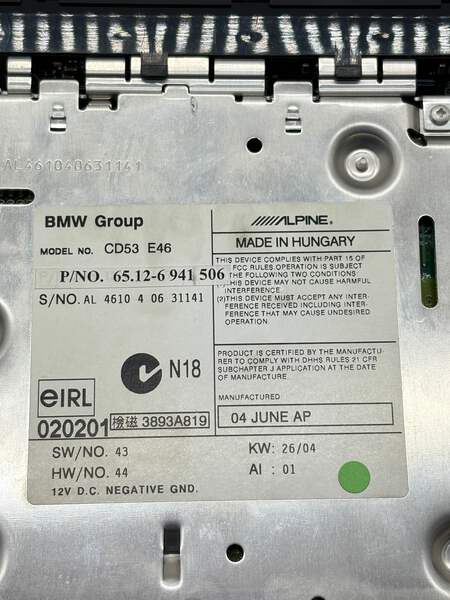 BMW E46 Business CD53 OEM Car Stereo Radio Player Genuine BMW
