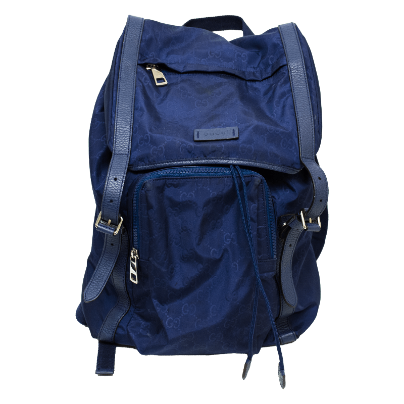 Gucci Large Blue Nylon GG Backpack Travel Backpack - 510336 