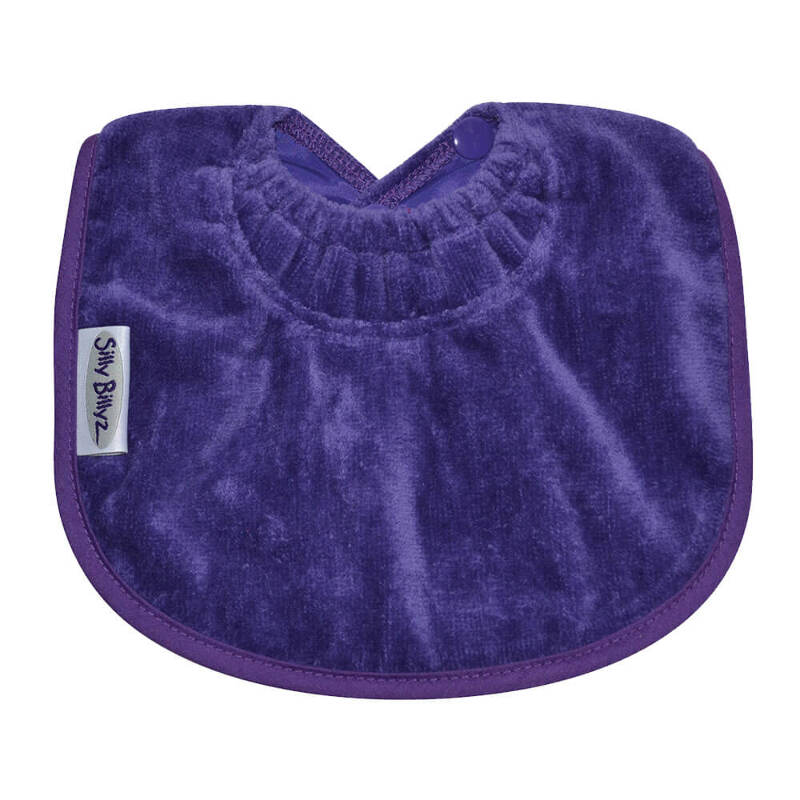 Silly Billyz Towel Biblet Purple Velour Cotton Front