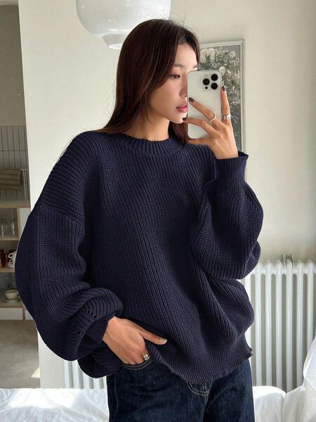 ニット・セーター [COLN] out layerd overfit short sleeve knit (4c) LOOBIS Women's 2024 Casual Sweater Short Dress Long Sleeve V