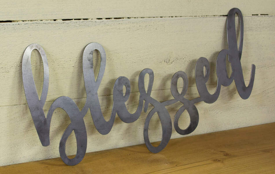 Blessed Metal Sign Farmhouse Decor Rustic Raw Metal Word Wall Art Kitchen Ho Ebay