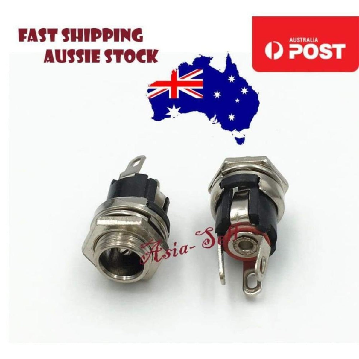 2pcs DC Power Charger Plug 5.5mmx2.1mm Jack Socket Female Panel Mount Connector
