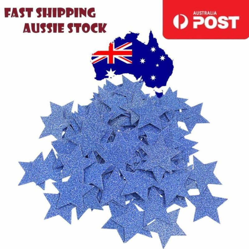 100pcs 3cm Stars Blue Glitter Sparkles Birthday Wedding Party