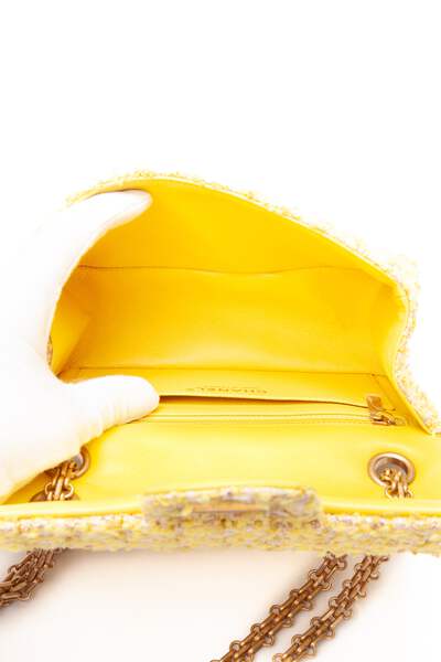 CHANEL Yellow Tweed Quilted 2.55 Reissue Mini Flap Bag | eBay