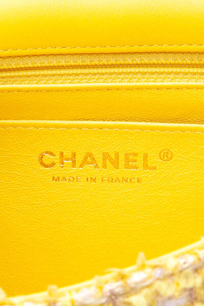 CHANEL Yellow Tweed Quilted 2.55 Reissue Mini Flap Bag | eBay
