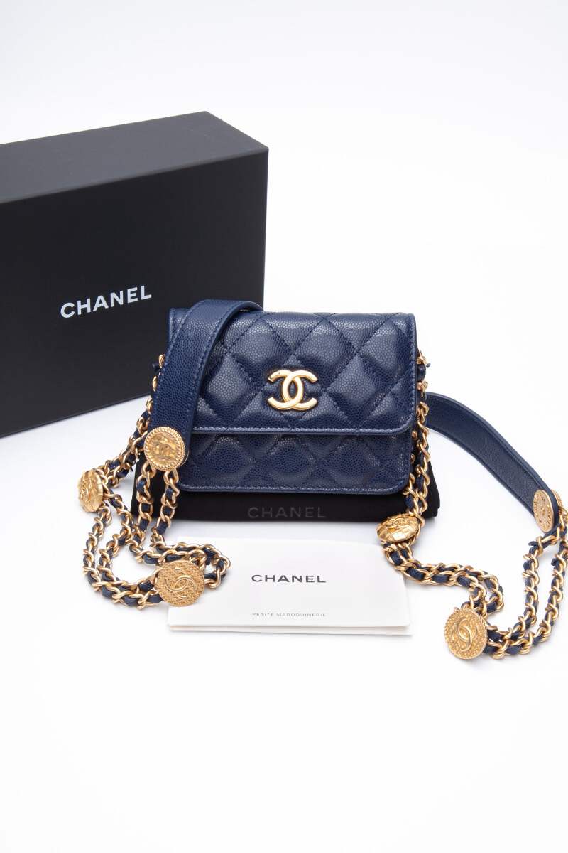 ショルダーバッグ・ポシェット × ヴィンテージ(中古) Chanel Caviar Double Chain Crossbody Bag AS3757 Chanel Caviar Double Chain Crossbody Bag AS3757 (CHANEL
