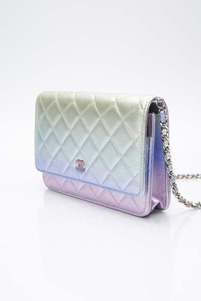 CHANEL 21K Gradient Metallic Rainbow Ombre Quilted Wallet on