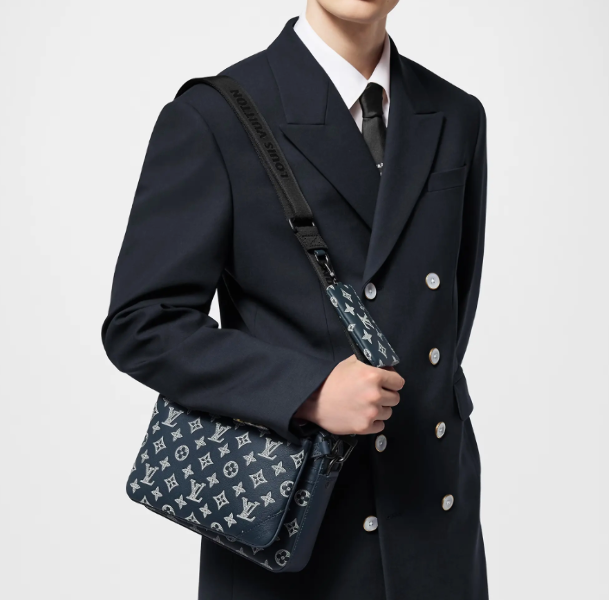 LOUIS VUITTON Navy Blue Monogram Shadow Trio Messenger Crossbody