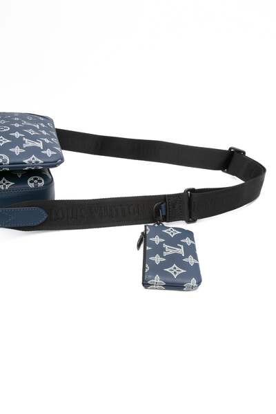 LOUIS VUITTON Navy Blue Monogram Shadow Trio Messenger Crossbody