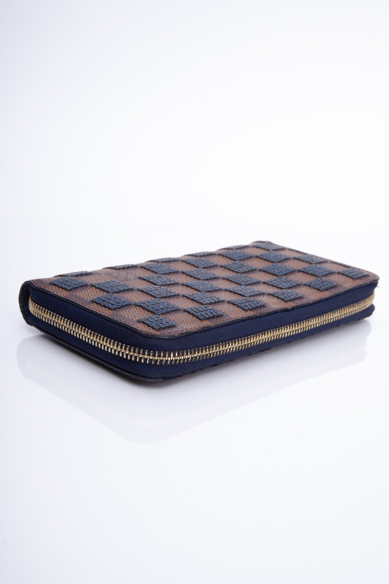 LOUIS VUITTON Paillettes Blue Sequin Damier Ebene Zippy LOUIS VUITTON Paillettes Blue Sequin Damier Ebene Zippy