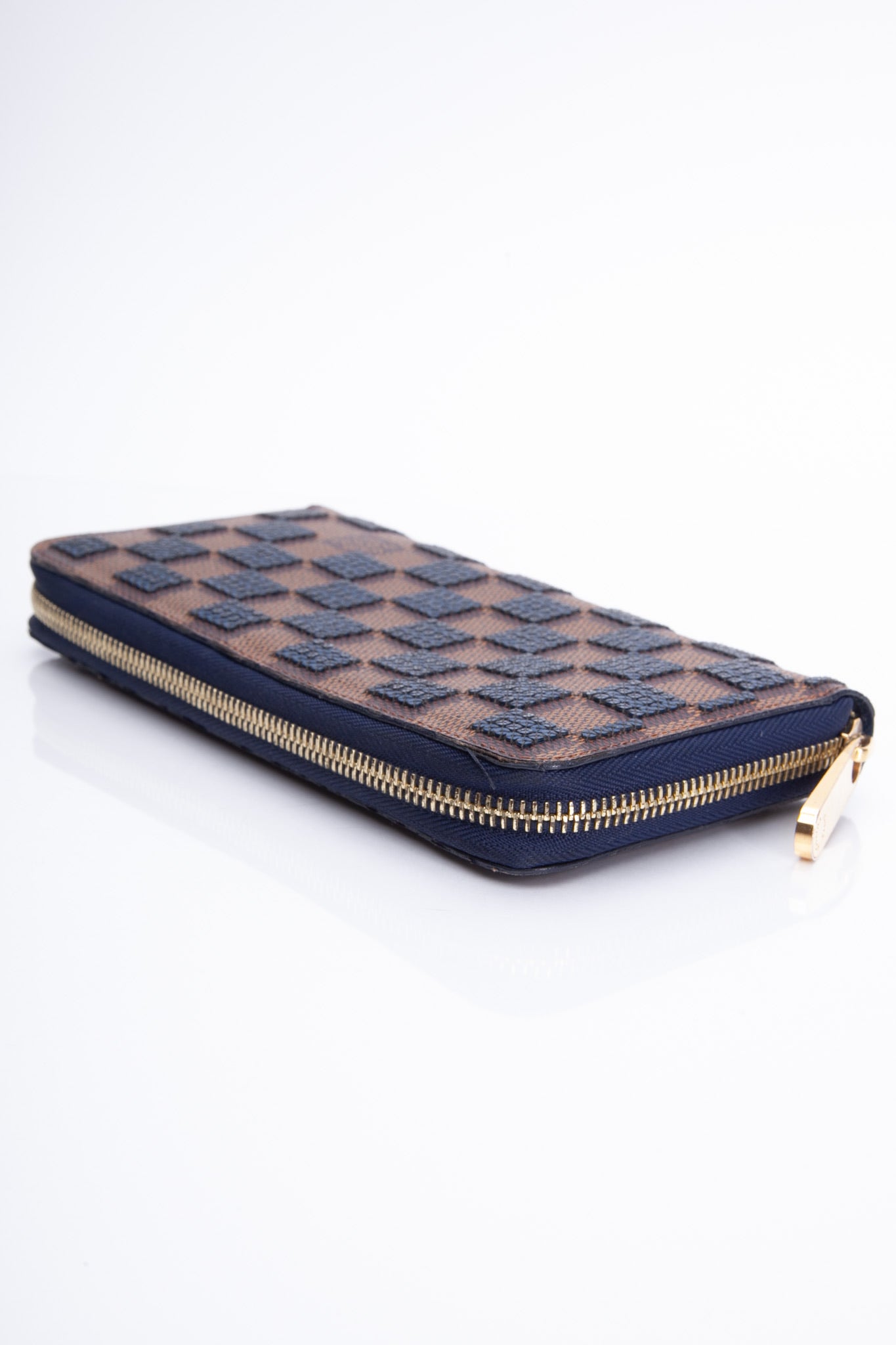 LOUIS VUITTON Paillettes Blue Sequin Damier Ebene Zippy