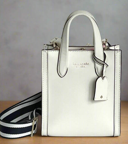 Kate Spade Manhattan Mini Tote Crossbody White Leather