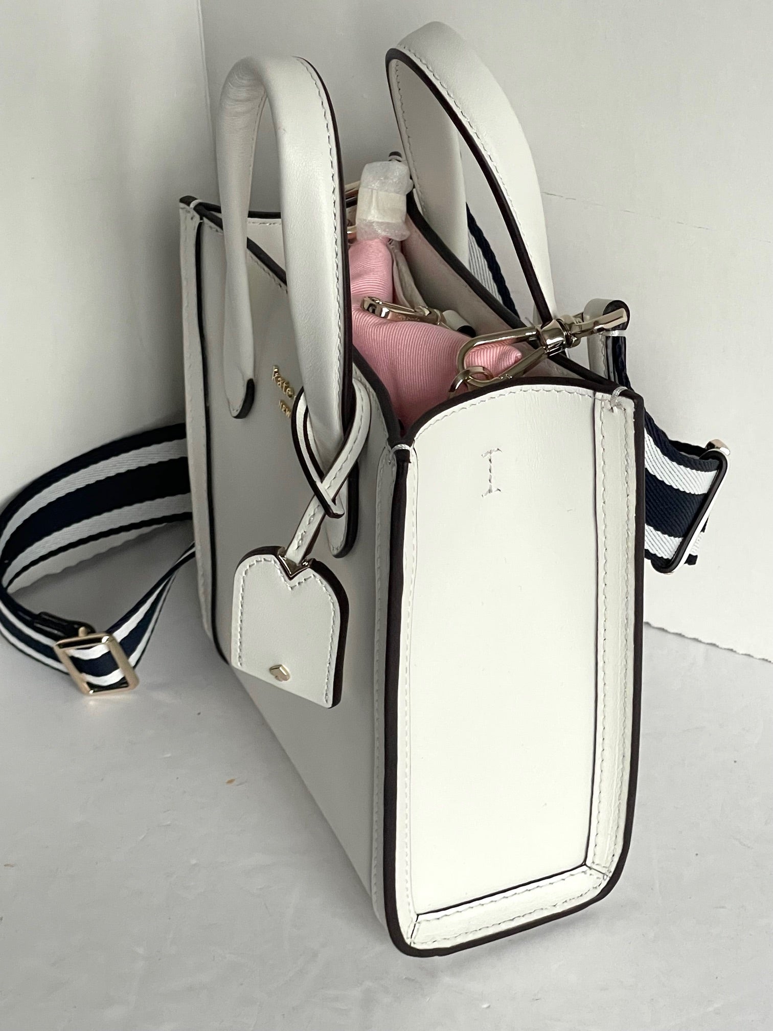 Kate Spade Manhattan Mini Tote Crossbody White Leather