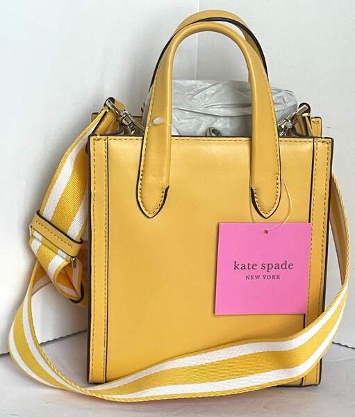 Kate Spade Mini Manhattan Tote Yellow Leather Crossbody