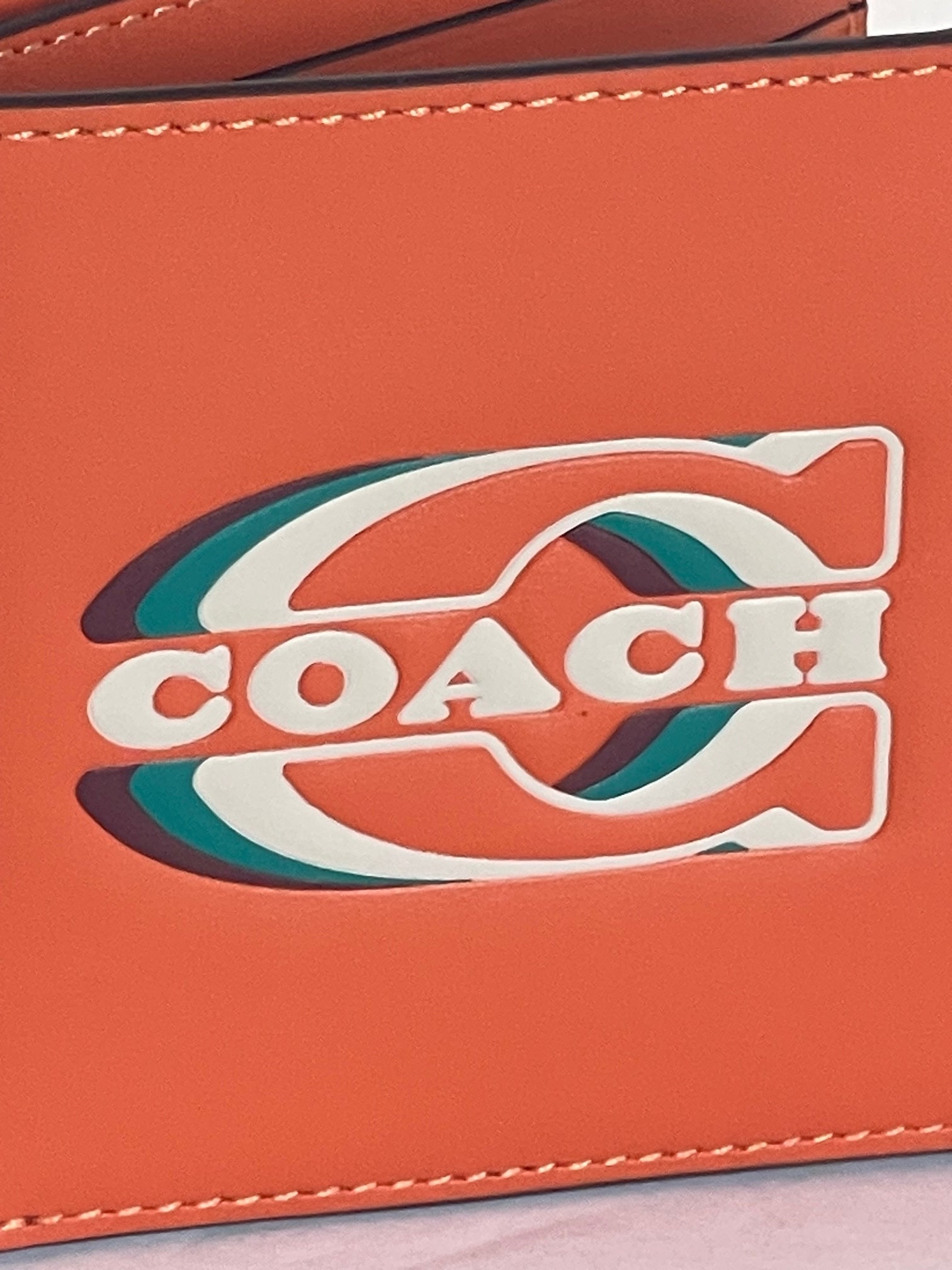 Coach 3 In 1 Wallet Mens Leather Vintage Logo Stamp Bright