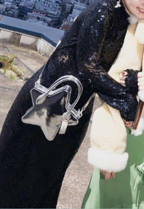 Pmmra.c COACH スター ミラー バッグ 2way ショルダー Coach Silver Star Mirror Metallic Crossbody Bag Small