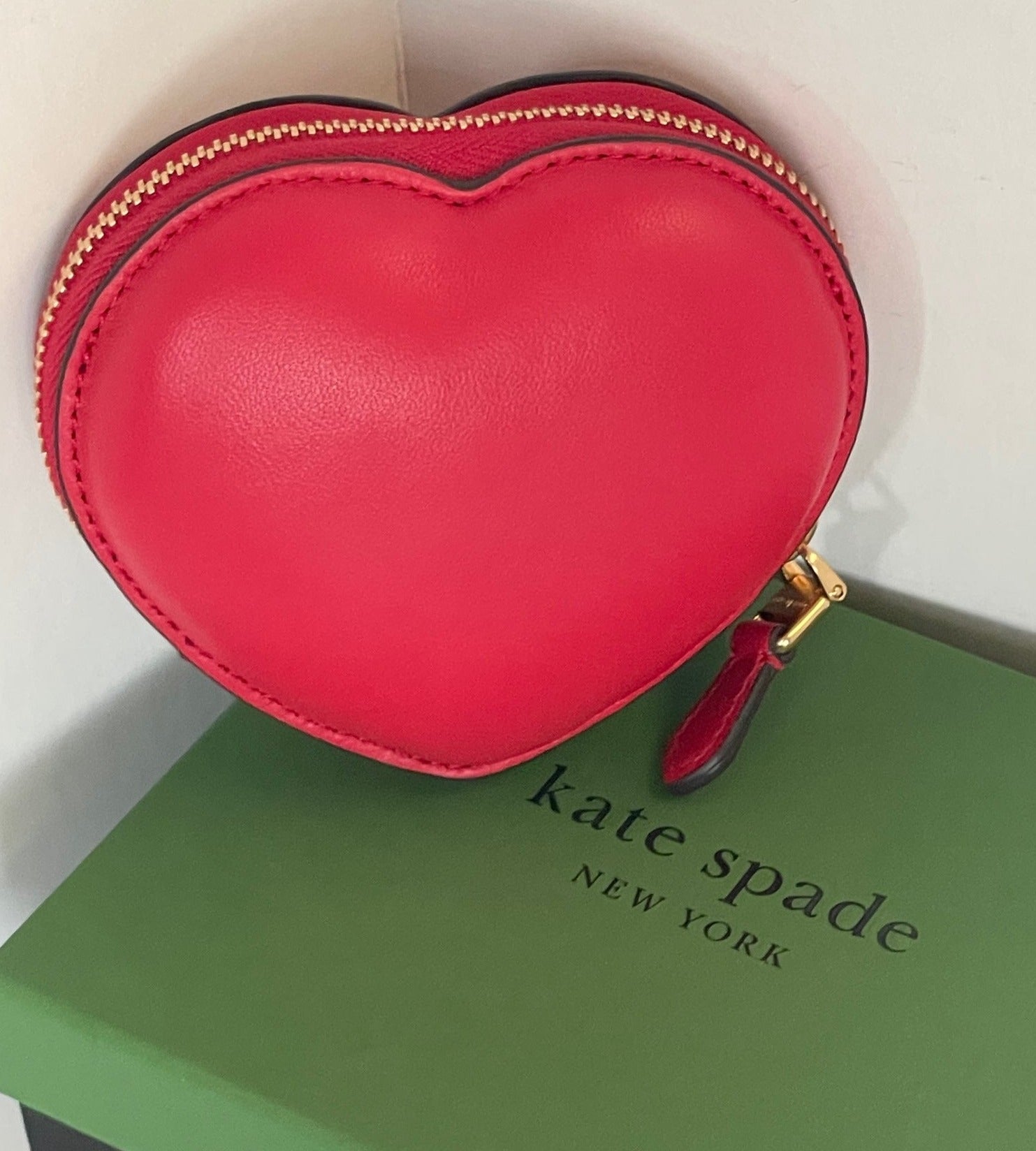 Kate Spade Amour Puffy 3D Coin Purse Red Heart Small Leather