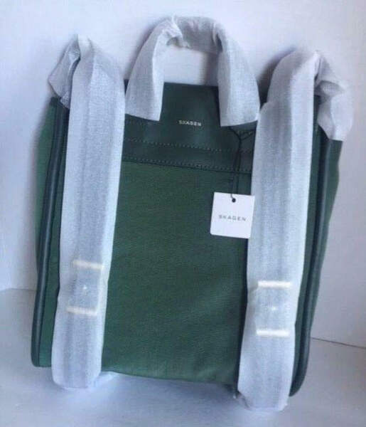 Skagen Ebba Backpack Green Nylon Drawstring Leather Trim Skagen Ebba Backpack Green Nylon Leather Trim Drawstring  main image 4