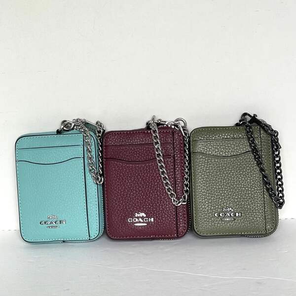Coach Zip Card Case ID Wallet Pebbled Leather 6303 Mini