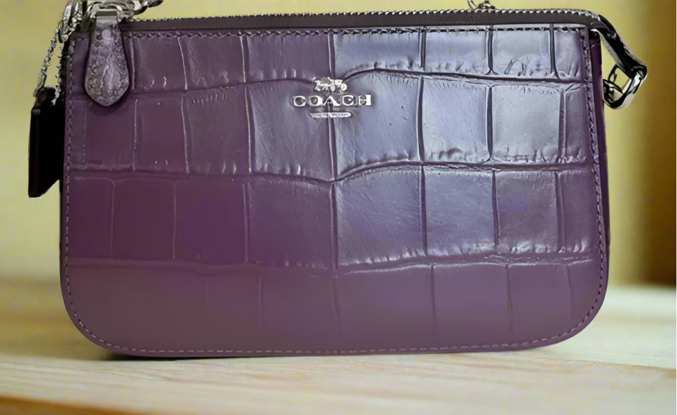 Coach Nolita 19 Amethyst Purple Croc Embossed Leather Bag Purse
