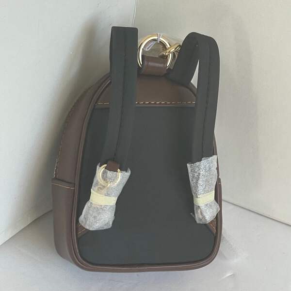 Coach Mini Court Backpack Bag Charm Keychain Brown Signature