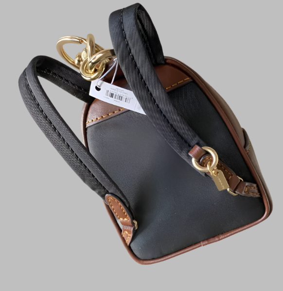 COACH ミニバッグ型キーホルダー ブラック/ブラウン Coach Mini Court Backpack Bag Charm Keychain Brown Signature