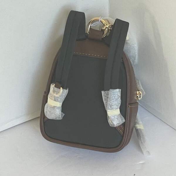 Coach Mini Court Backpack Bag Charm Keychain Brown Signature
