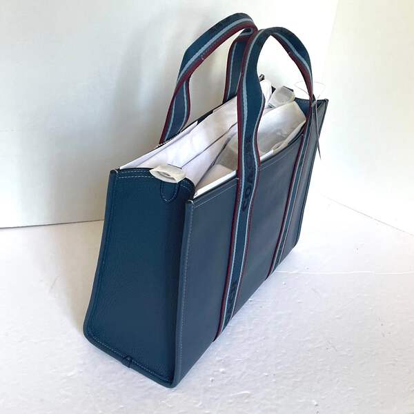Coach Smith Tote Medium Blue Leather Crossbody Bag Cu997