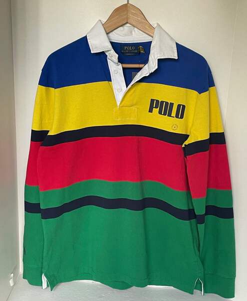 Polo Ralph Lauren Striped Rugby Shirt Mens Medium Long