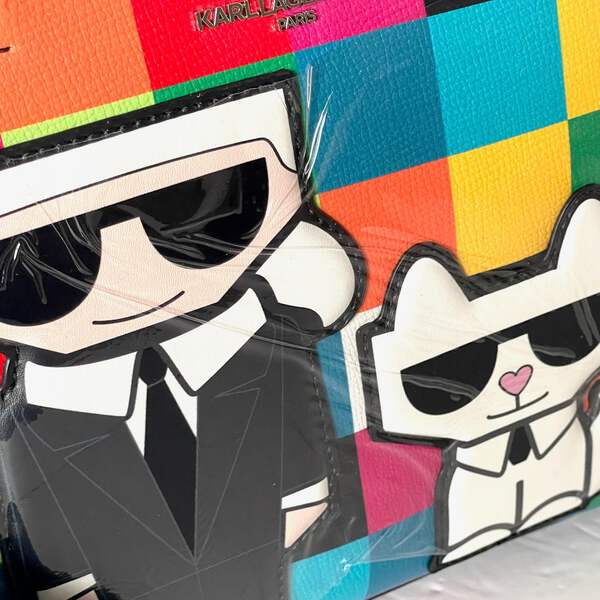 Karl Lagerfeld Maybelle Satchel Checker Karl Cat Top Handle