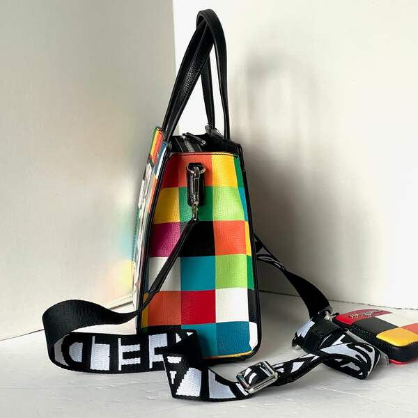 Karl Lagerfeld Maybelle Satchel Checker Karl Cat Top Handle