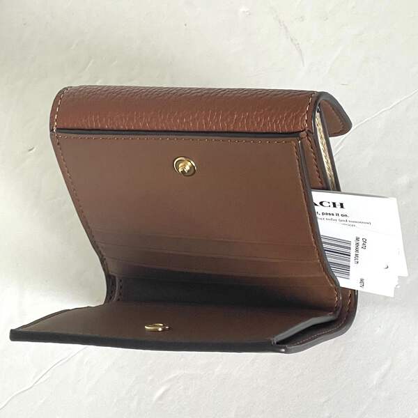 Coach Small Morgan Compact Wallet Womens Brown Signature