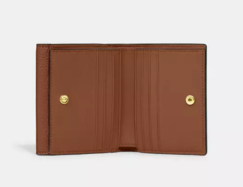 Coach Small Morgan Compact Wallet Womens Brown Signature