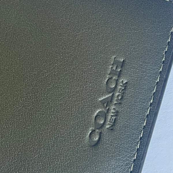 Coach Money Clip Card Case Mens Army Green Leather C6702