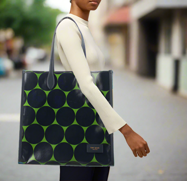 Kate Spadeキャンバストートバッグ/Joy Dot Kate Spade Gotham Joy Dot Canvas Extra Large Tote Blue Polka