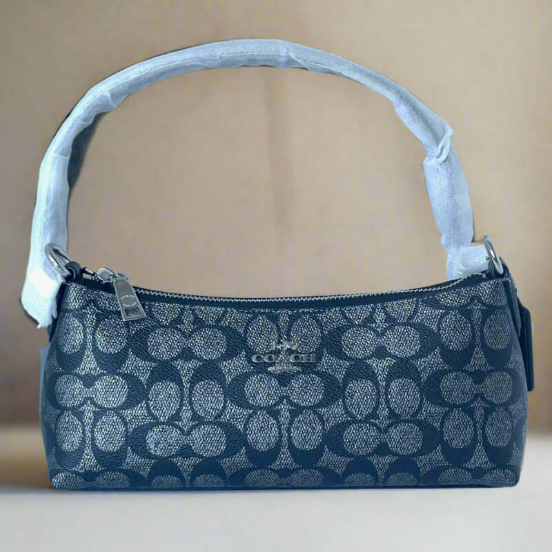 Coach Charlotte Small Shoulder Bag Gunmetal CX580 Signature Canvas