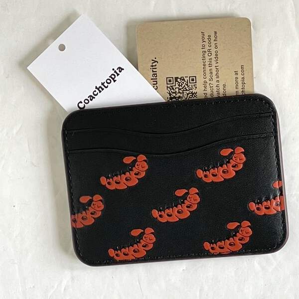 Coach Wavy Card Case Caterpillar Coachtopia Black Leather