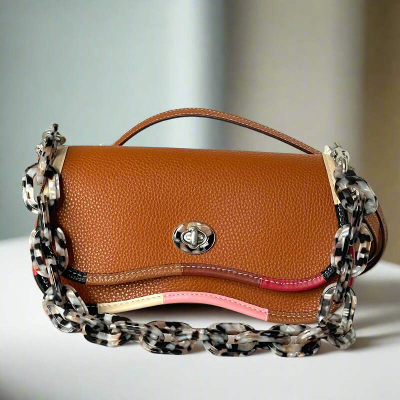 COACH Signature Turnlock mini Hand Bag Pouch Leather Canvas
