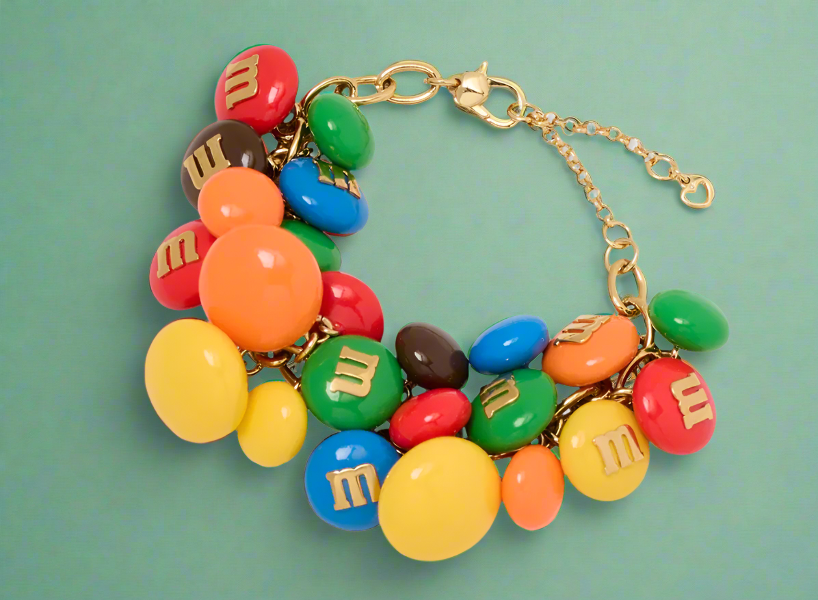 Kate Spade M&M Statement Bracelet Rainbow Gold Novelty Candy Kate Spade M&M Statement Bracelet Rainbow Gold Novelty Candy