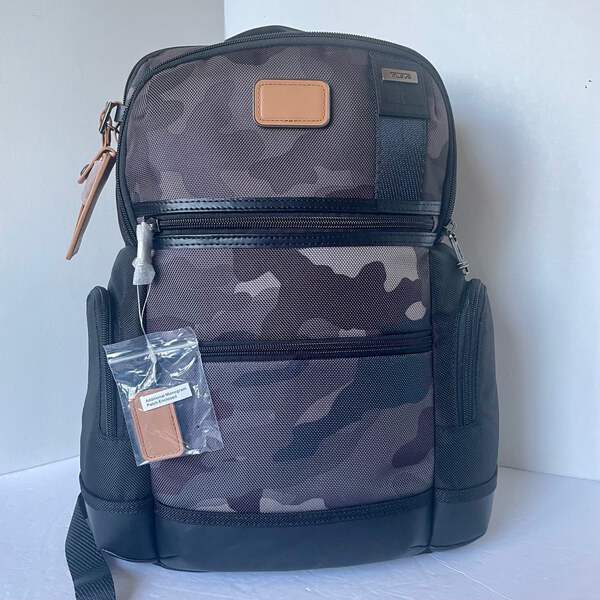TUMI Parrish Laptop Backpack Ballistic Nylon Leather Khaki Camo