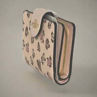激安正規品 Zip Corner Medium Coach Wallet Canvas Pink Floral Rosette 小物