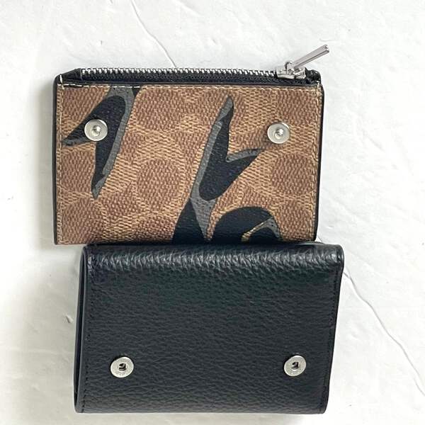 Coach Card Holder Mini Wallet Bow Print Black Signature