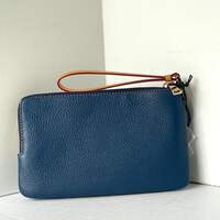 Coach Double Zip Phone Wallet Blue Signature Denim CZ321