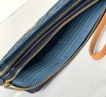 Coach Double Zip Phone Wallet Blue Signature Denim CZ321