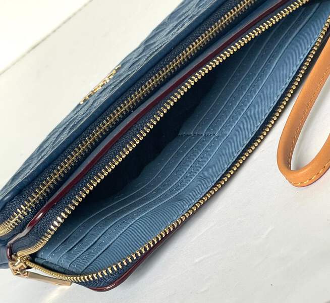 Coach Double Zip Phone Wallet Blue Signature Denim CZ321